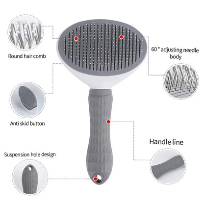 Self-Cleaning Pet Grooming Brush for Dogs & Cats