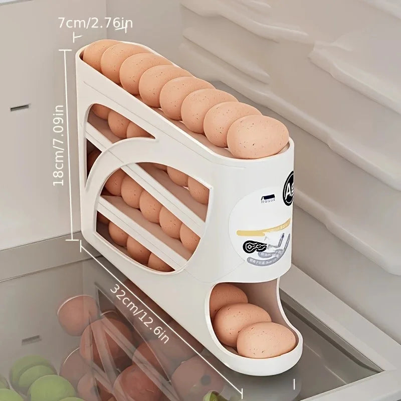 3-Tier Rolling Egg Organizer – Holds 24 Eggs