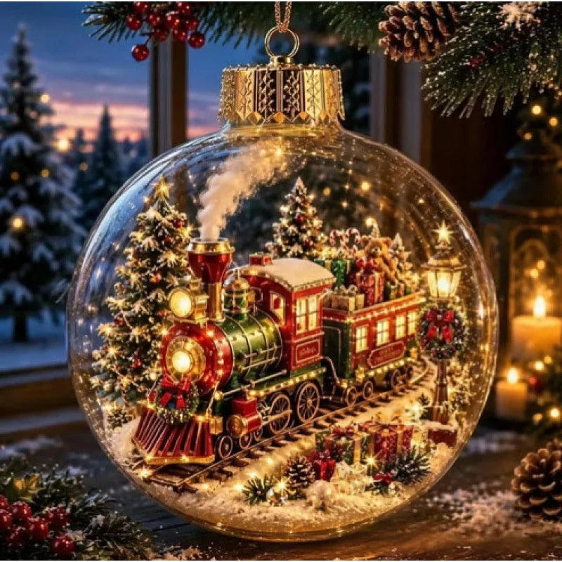 Light-Up Christmas Scene Ornament Ball – 10 cm