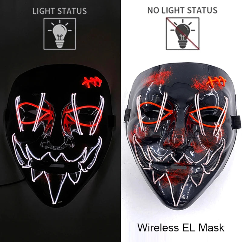LED Light-Up Neon Halloween Mask