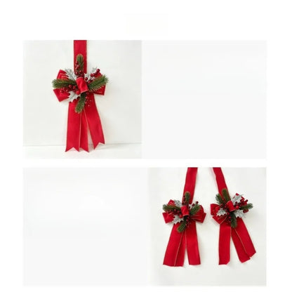 Velvet Christmas Bow with Berries & Pine