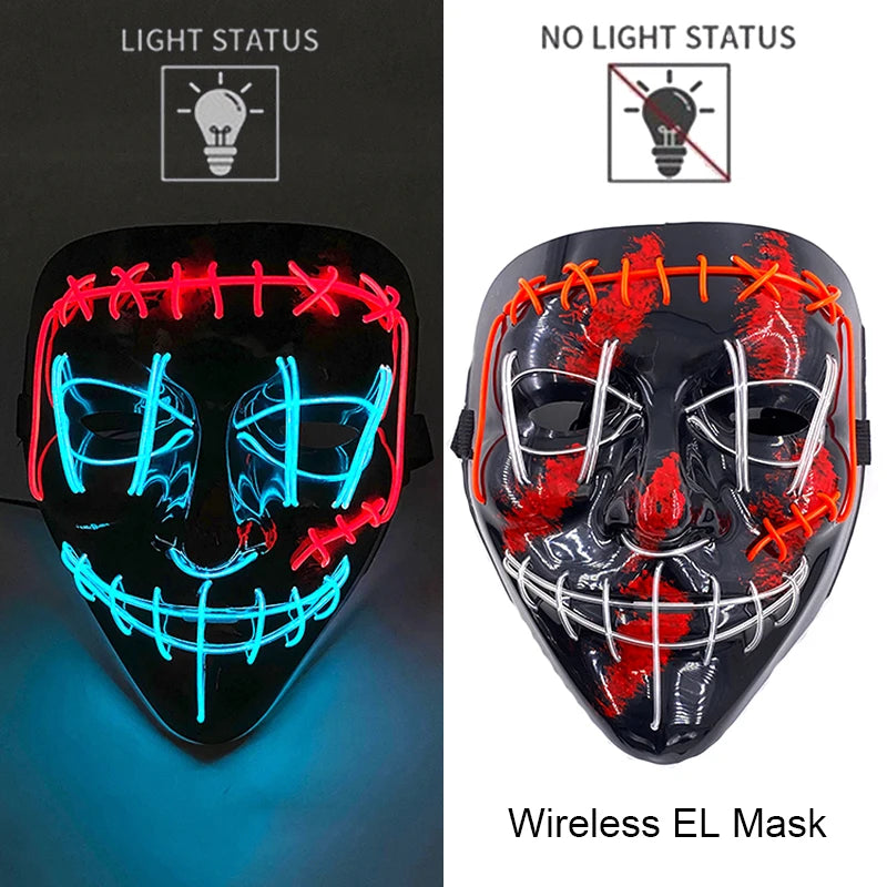 LED Light-Up Neon Halloween Mask