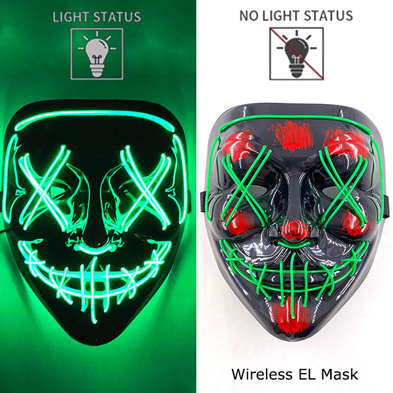 LED Light-Up Neon Halloween Mask