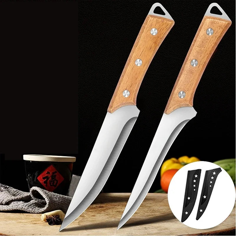 Stainless Steel Fillet & Boning Knife with Wood Handle