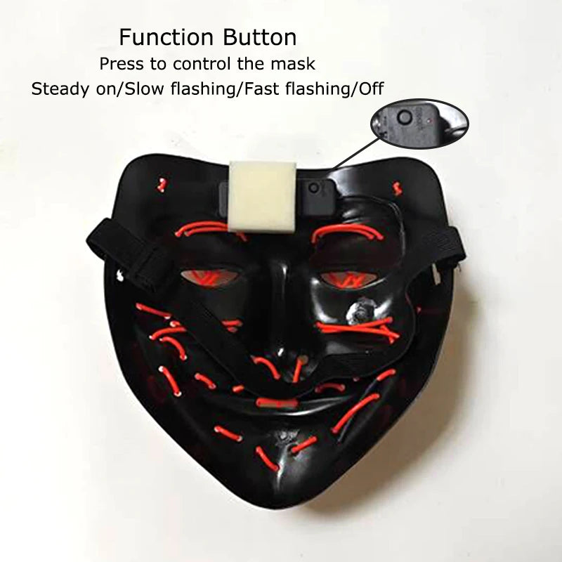 LED Light-Up Neon Halloween Mask