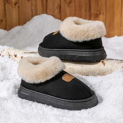Women’s Plush Indoor/Outdoor Slippers – Faux Suede & EVA Sole