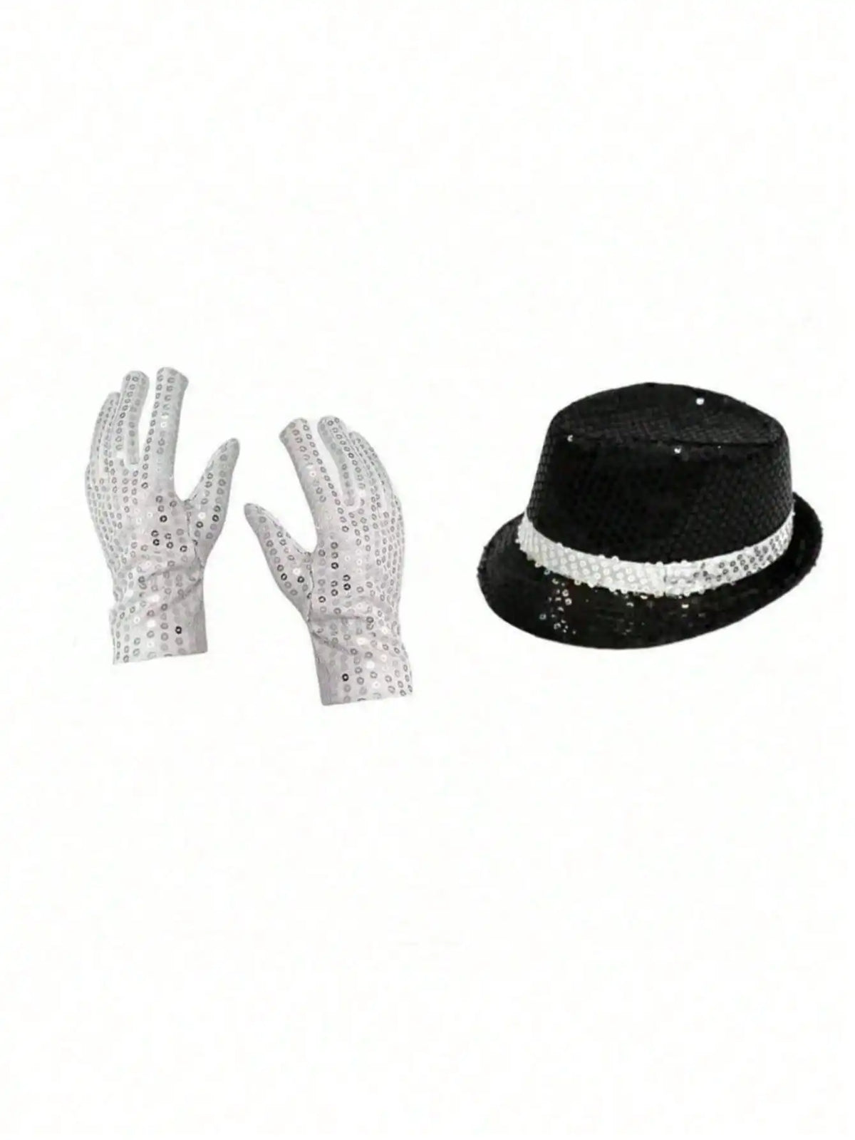 Pop-Star Costume Accessory Set – Sequin Fedora, Glove & Sunglasses