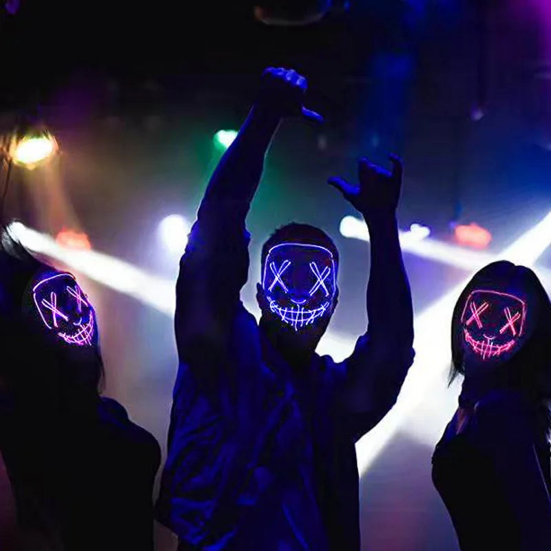 LED Light-Up Neon Halloween Mask