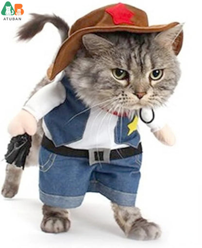 Cowboy Pet Costume with Hat – Cats & Small Dogs
