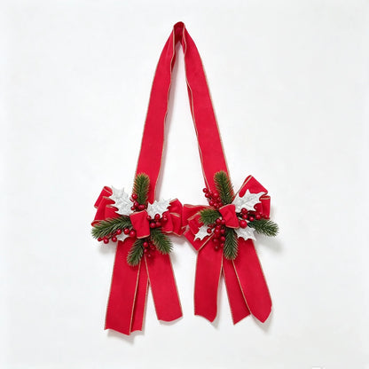 Velvet Christmas Bow with Berries & Pine