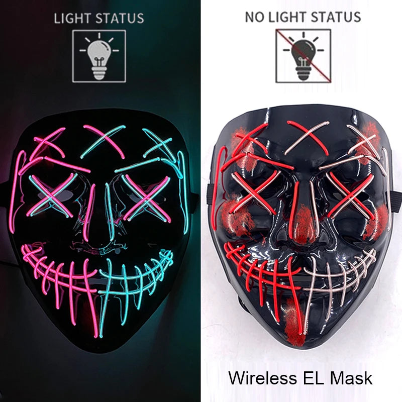 LED Light-Up Neon Halloween Mask