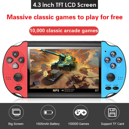 X7 Retro Handheld Game Console – 4.3", 1000 Games