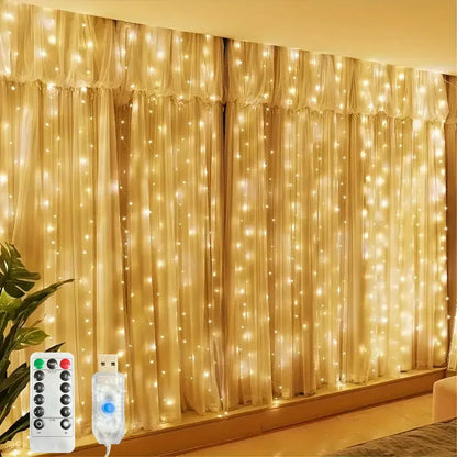Christmas LED Curtain Lights with Remote