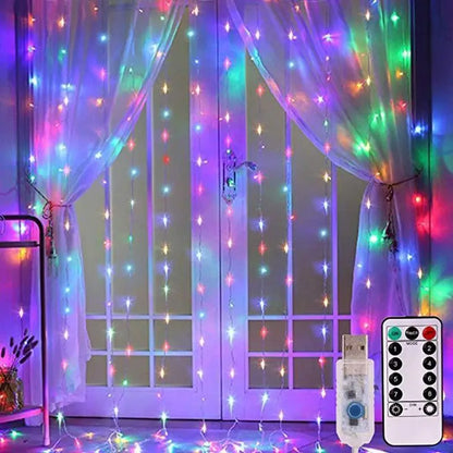USB Christmas Curtain Lights with Remote – 8 Modes