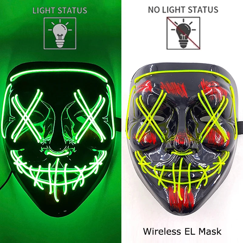 LED Light-Up Neon Halloween Mask