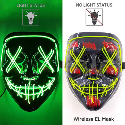 LED Light-Up Neon Halloween Mask