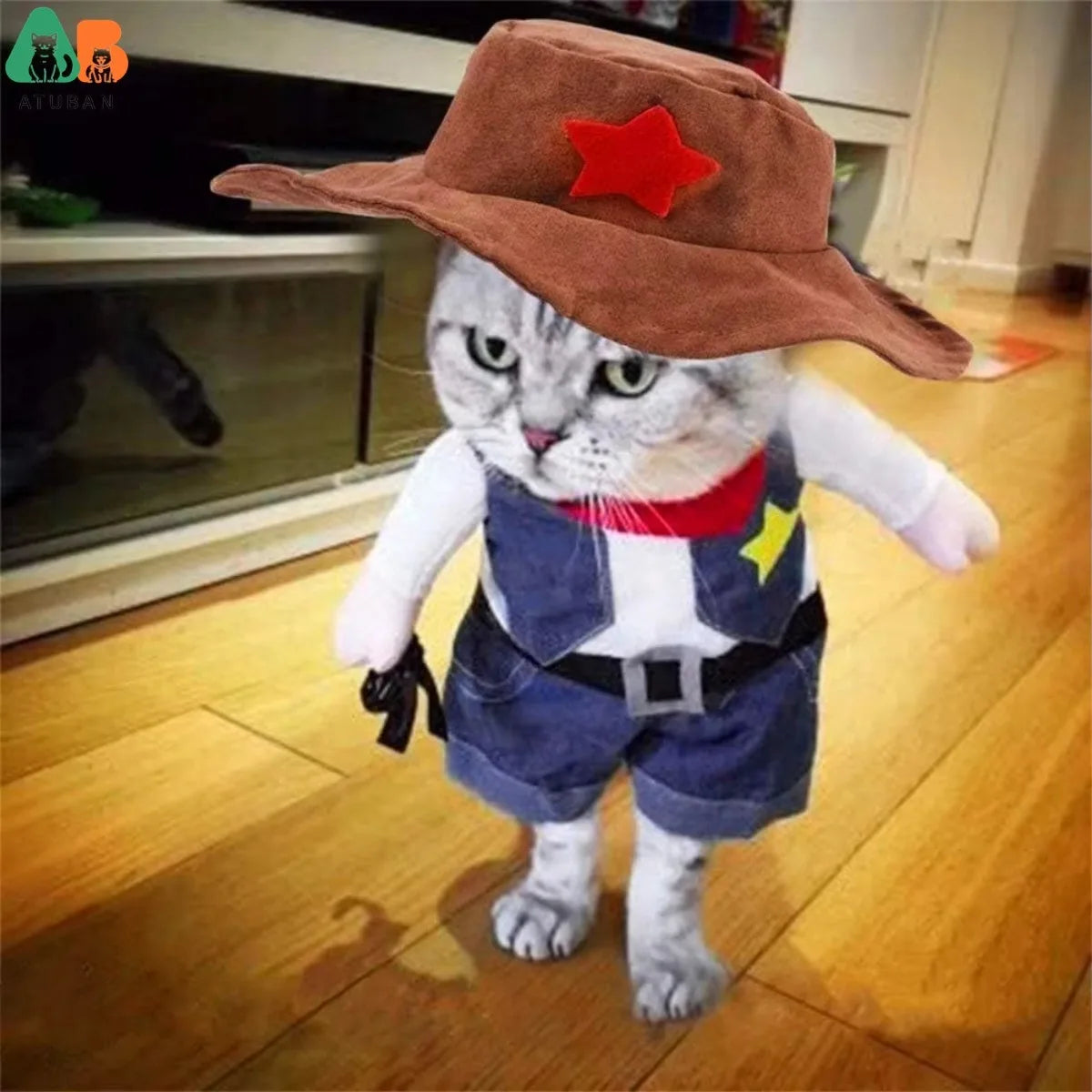 Cowboy Pet Costume with Hat – Cats & Small Dogs