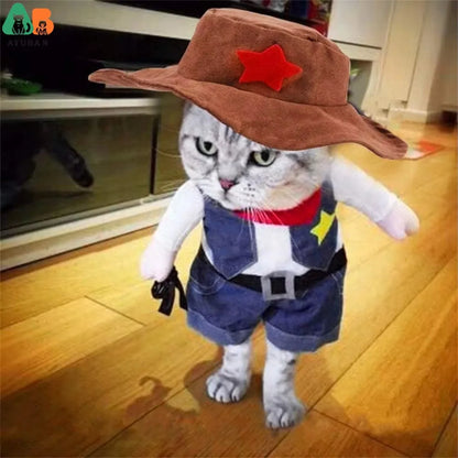 Cowboy Pet Costume with Hat – Cats & Small Dogs