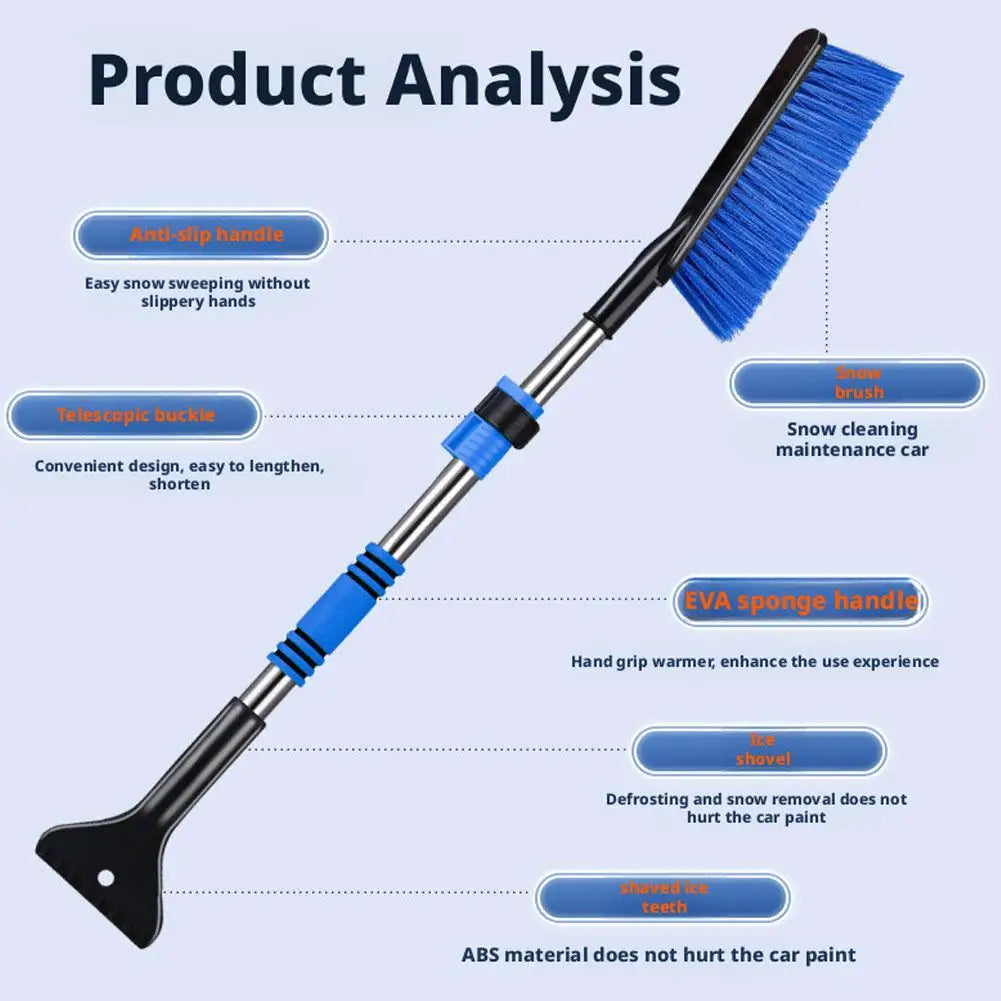 Retractable Car Snow Brush & Ice Scraper – ABS + Foam Grip