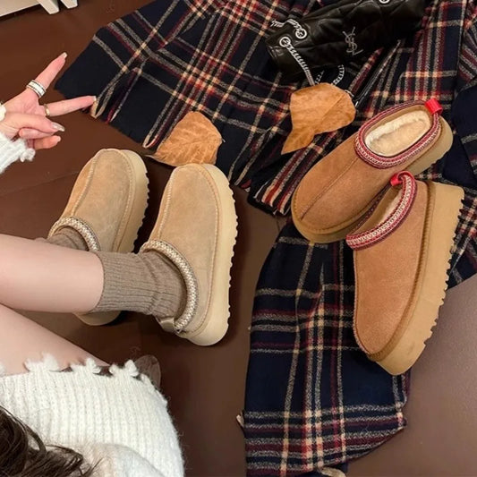 Women’s Plush-Lined Mid-Calf Snow Boots – PU Upper & Rubber Sole