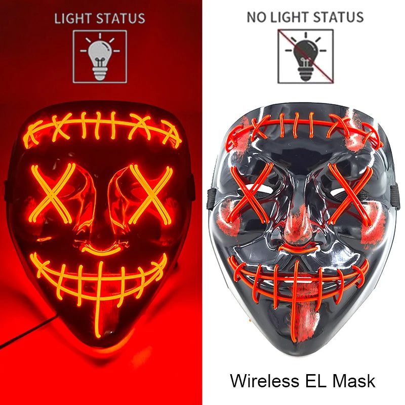 LED Light-Up Neon Halloween Mask
