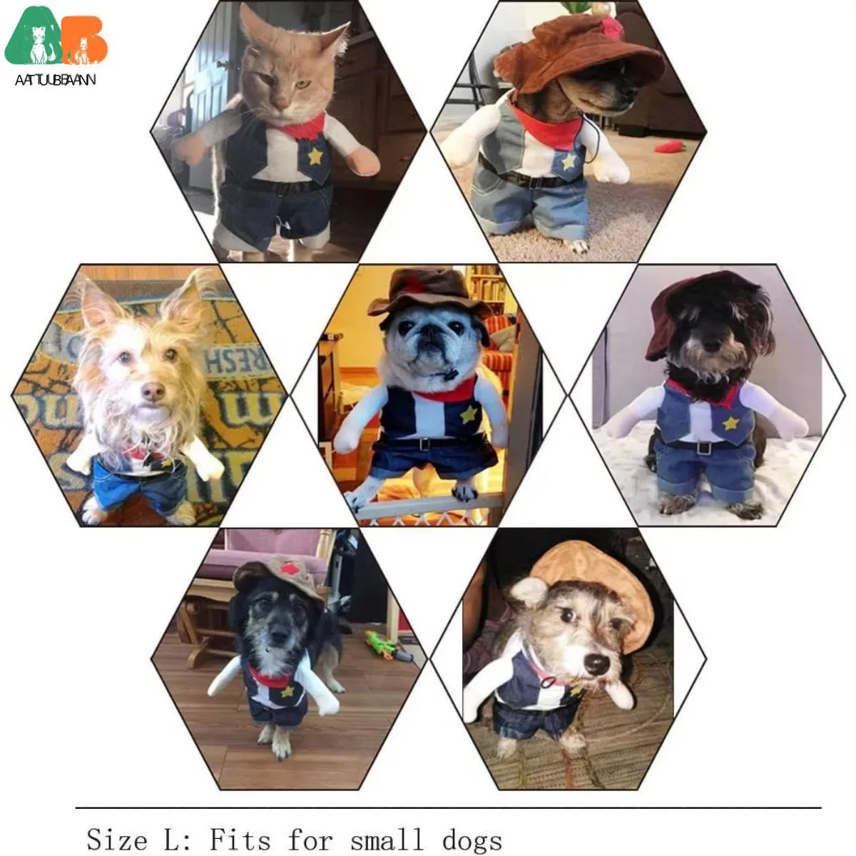 Cowboy Pet Costume with Hat – Cats & Small Dogs