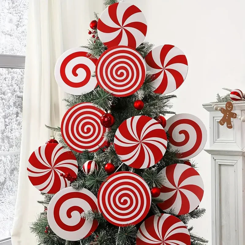 Peppermint Candy Christmas Tree Decorations – 4/8 Pack