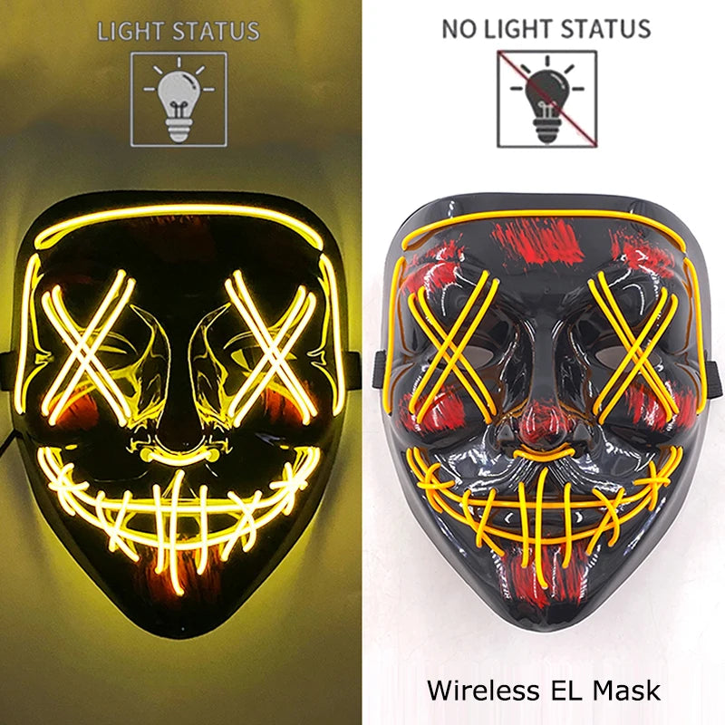 LED Light-Up Neon Halloween Mask