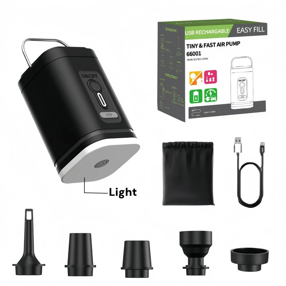 Portable USB Rechargeable Air Pump with Light