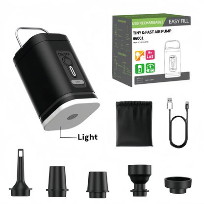 Portable USB Rechargeable Air Pump with Light
