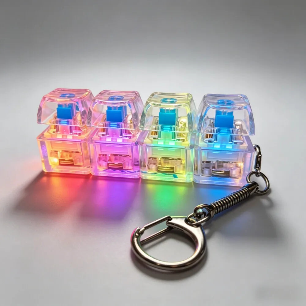 LED Keyboard Clicker Fidget Keychain