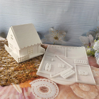 Snow House & Fence Silicone Craft Mold