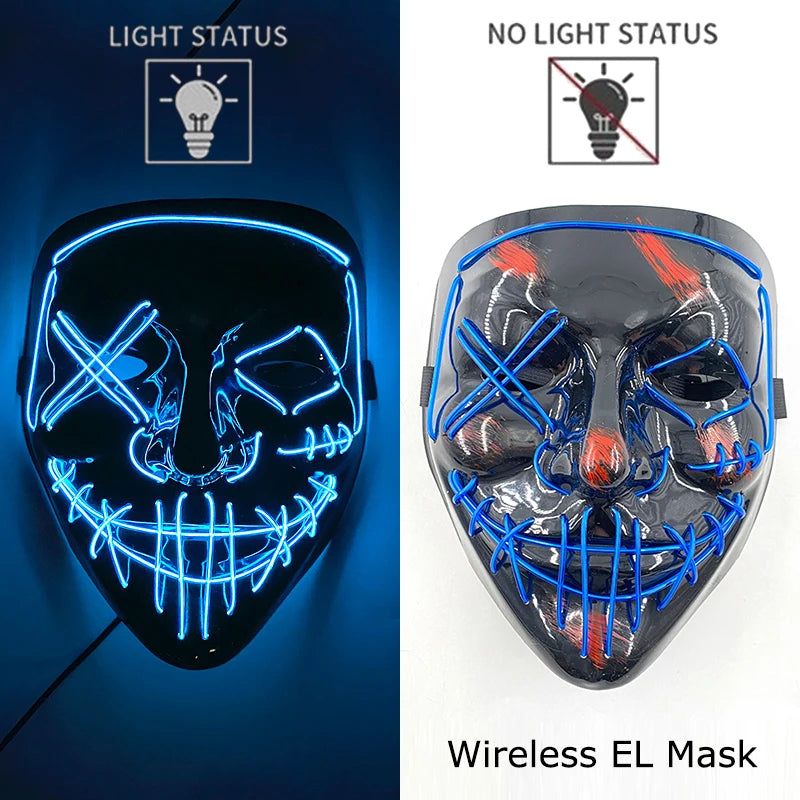 LED Light-Up Neon Halloween Mask