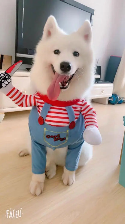 Striped Pet Cosplay Dress – Small & Medium Dogs