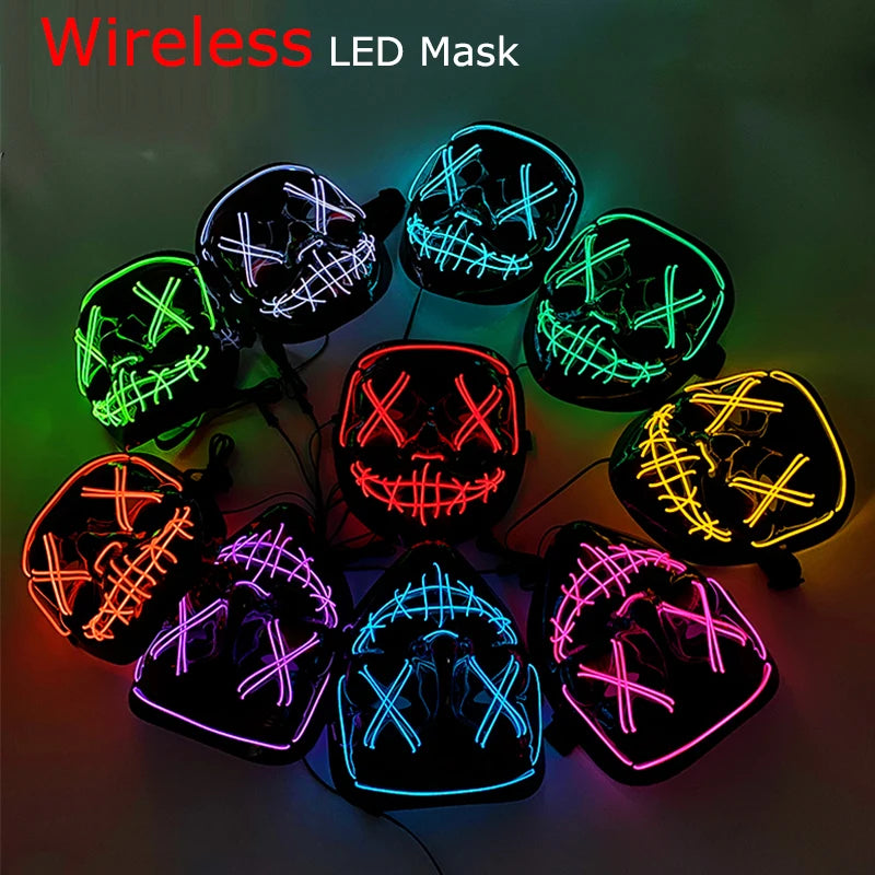LED Light-Up Neon Halloween Mask