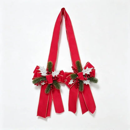 Velvet Christmas Bow with Berries & Pine