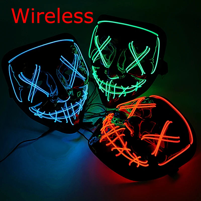 LED Light-Up Neon Halloween Mask