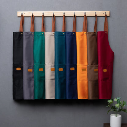 Custom Logo Canvas Kitchen Apron with Pockets