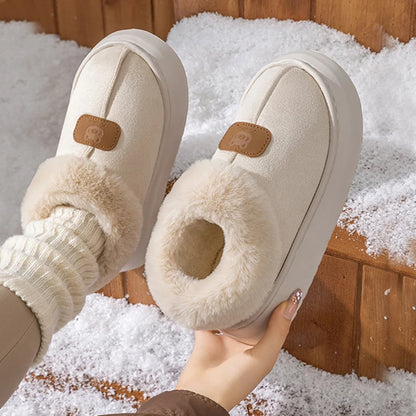 Women’s Plush Indoor/Outdoor Slippers – Faux Suede & EVA Sole