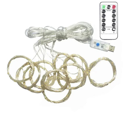USB Christmas Curtain Lights with Remote – 8 Modes