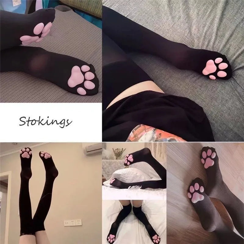 Cat Paw Thigh-High Costume Socks