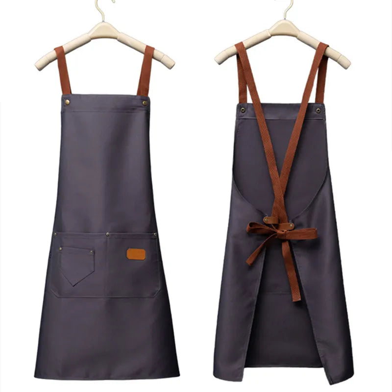 Custom Logo Canvas Kitchen Apron with Pockets