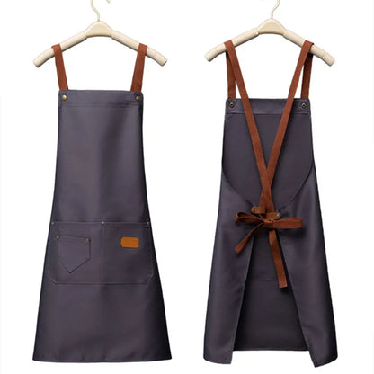 Custom Logo Canvas Kitchen Apron with Pockets
