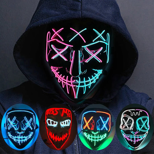 LED Light-Up Neon Halloween Mask