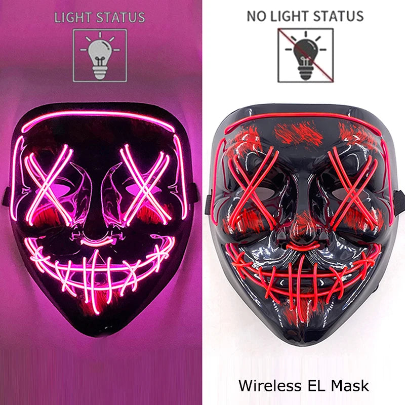 LED Light-Up Neon Halloween Mask
