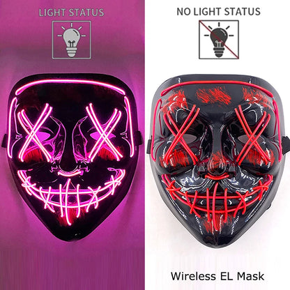 LED Light-Up Neon Halloween Mask