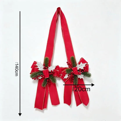 Velvet Christmas Bow with Berries & Pine