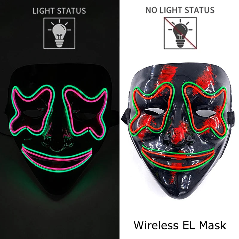 LED Light-Up Neon Halloween Mask