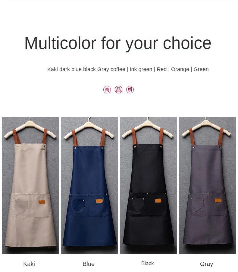 Custom Logo Canvas Kitchen Apron with Pockets