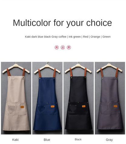 Custom Logo Canvas Kitchen Apron with Pockets